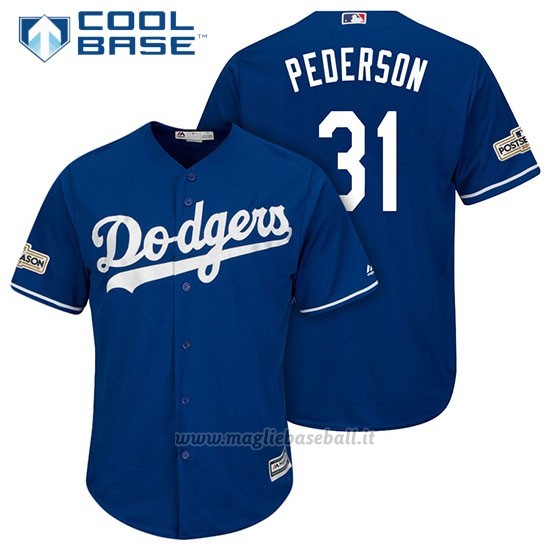 Maglia Baseball Uomo Los Angeles Dodgers 2017 Postseason Joc Pederson Cool Base